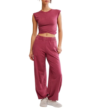 FP Movement Hot Shot Crossover Crew Neck Cropped Muscle Tee & High Rise Waist Pant Coordinating Set