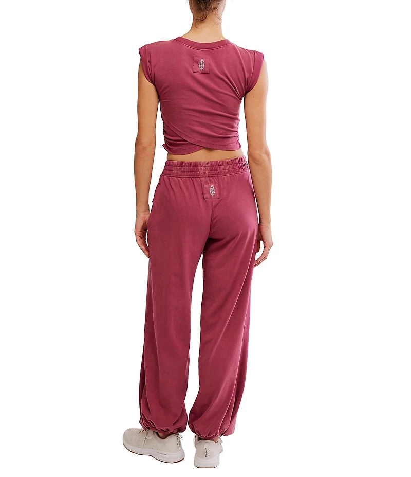 FP Movement Hot Shot Crossover Crew Neck Cropped Muscle Tee & High Rise Waist Pant Coordinating Set