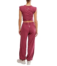 FP Movement Hot Shot Crossover Crew Neck Cropped Muscle Tee & High Rise Waist Pant Coordinating Set