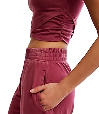 FP Movement Hot Shot Crossover Crew Neck Cropped Muscle Tee & High Rise Waist Pant Coordinating Set