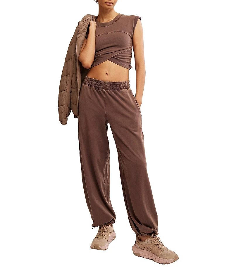 FP Movement Hot Shot Crossover Crew Neck Cropped Muscle Tee & High-Rise Waist Pant Coordinating Set