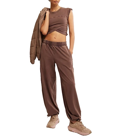 FP Movement Hot Shot Crossover Crew Neck Cropped Muscle Tee & High-Rise Waist Pant Coordinating Set