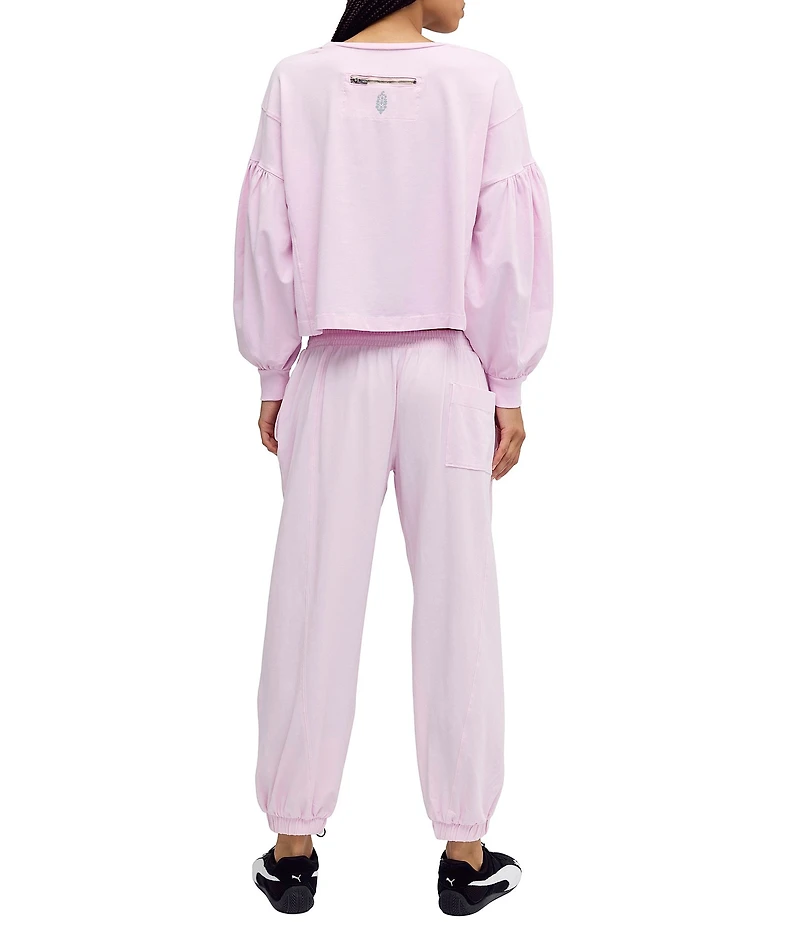 FP Movement Hot Shot Recovery Crew Neck Long Sleeve Top and Mid-Rise Ankle Length Jogger Pant Two-Piece Set