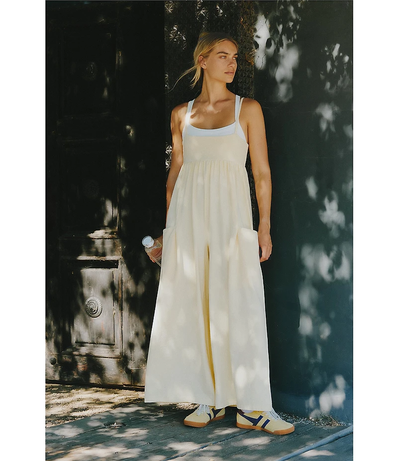 FP Movement Hot Shot Strappy Square Neck Sleeveless Wide Leg Jumpsuit