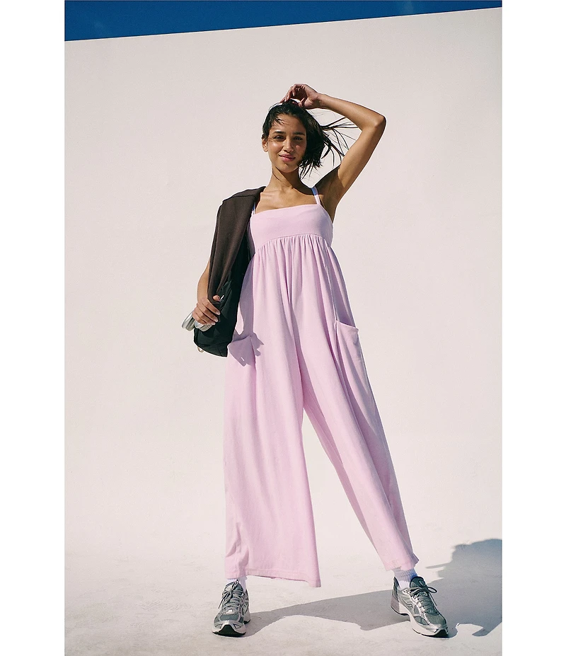 FP Movement Hot Shot Strappy Square Neck Sleeveless Wide Leg Jumpsuit