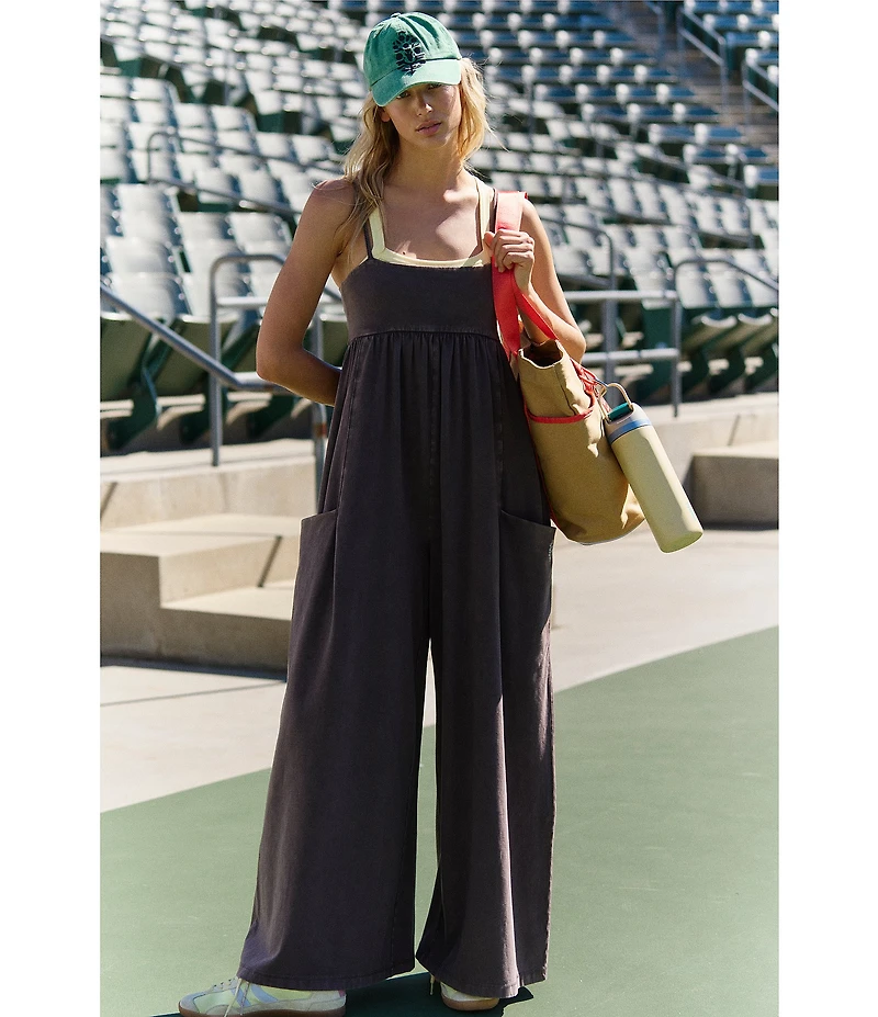 FP Movement Hot Shot Strappy Square Neck Sleeveless Wide Leg Jumpsuit