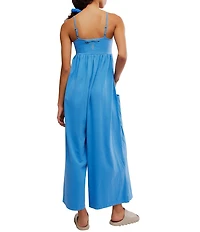 FP Movement Hot Shot Strappy Square Neck Sleeveless Wide Leg Jumpsuit