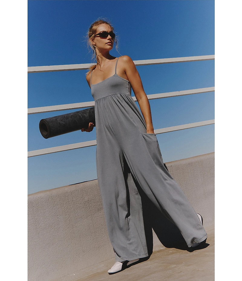 FP Movement Hot Shot Strappy Square Neck Sleeveless Wide Leg Jumpsuit