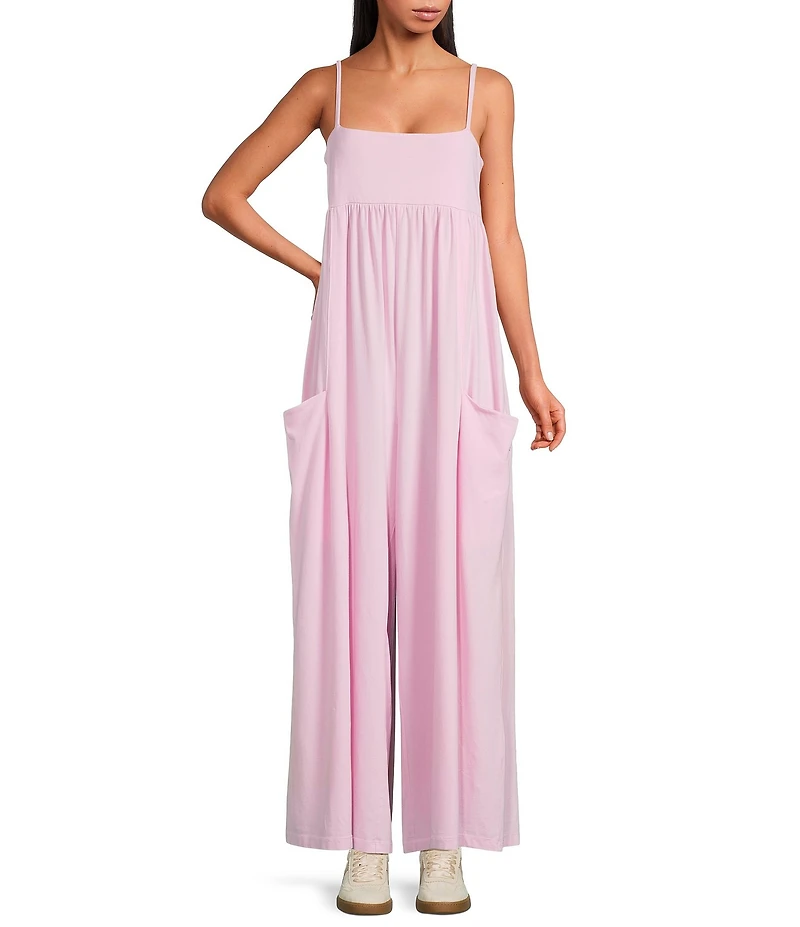 FP Movement Hot Shot Strappy Square Neck Sleeveless Wide Leg Jumpsuit