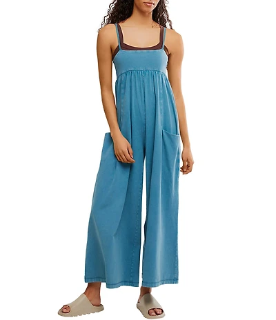 FP Movement Hot Shot Strappy Square Neck Sleeveless Wide Leg Jumpsuit