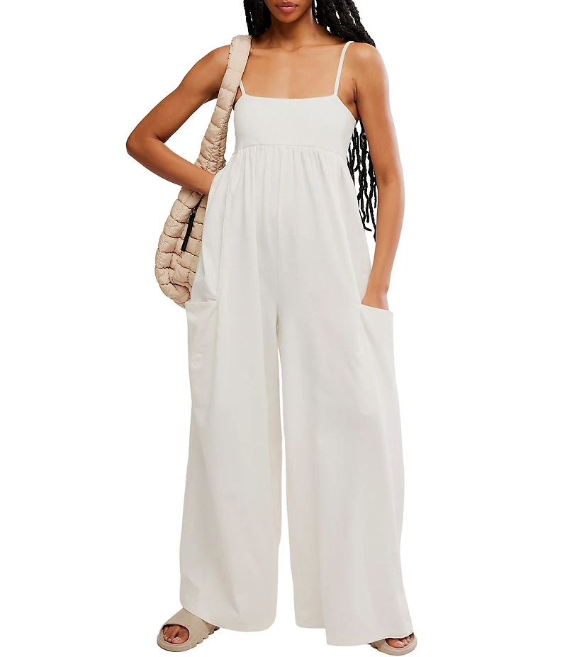 FP Movement Hot Shot Strappy Square Neck Sleeveless Wide Leg Jumpsuit