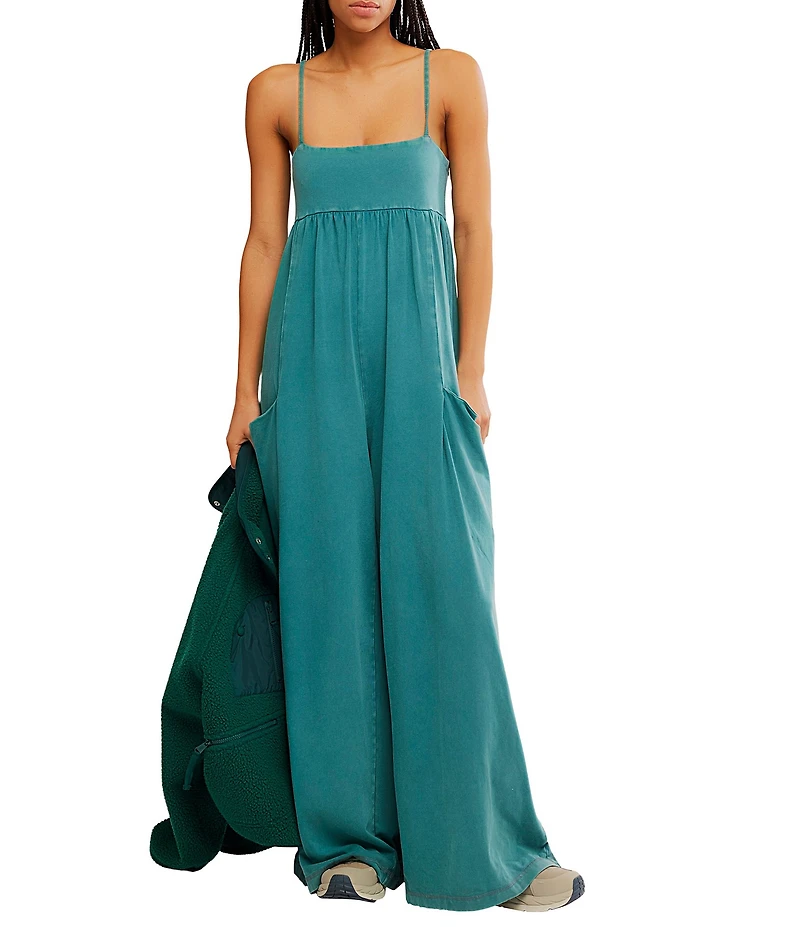 FP Movement Hot Shot Strappy Square Neck Sleeveless Wide Leg Jumpsuit
