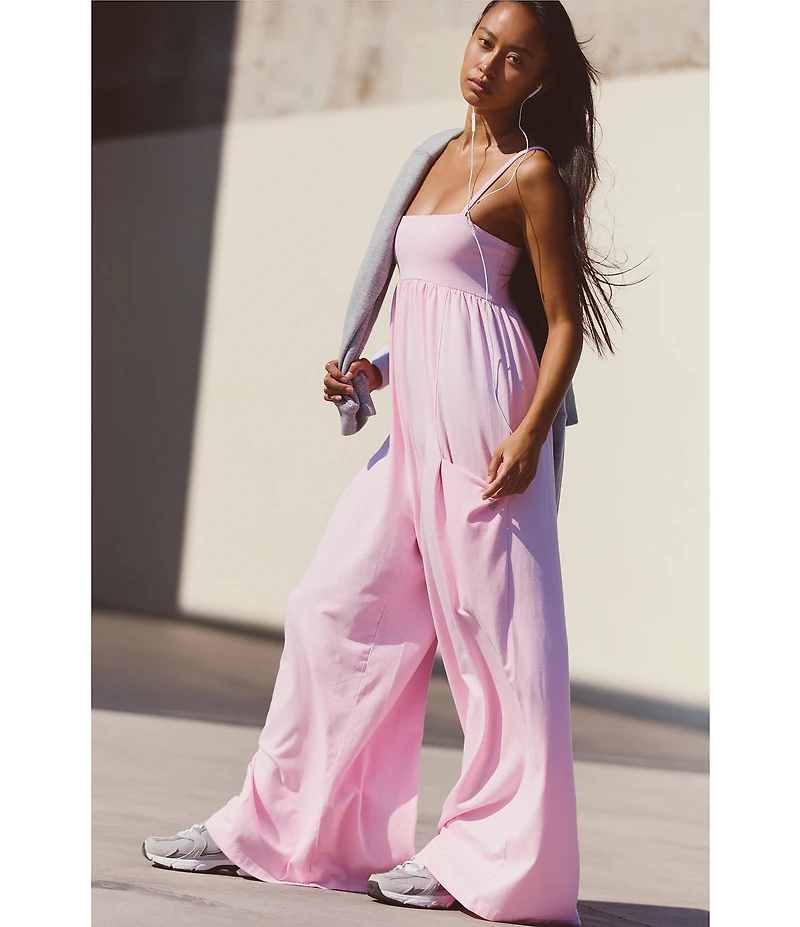 FP Movement Hot Shot Strappy Square Neck Sleeveless Wide Leg Jumpsuit
