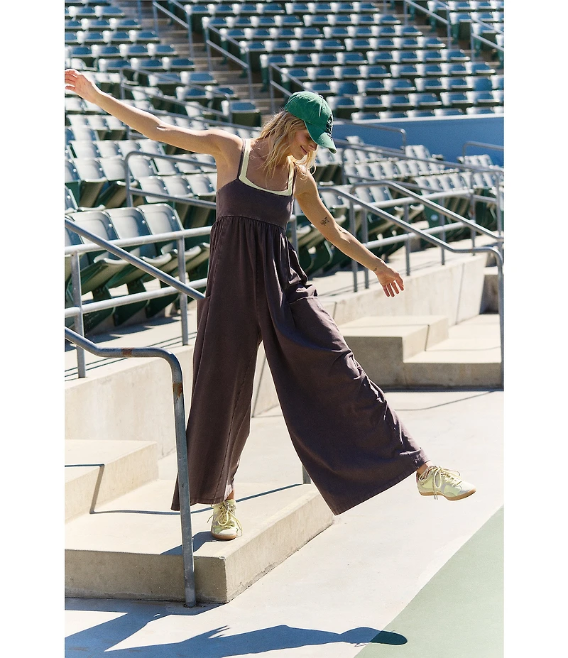 FP Movement Hot Shot Strappy Square Neck Sleeveless Wide Leg Jumpsuit