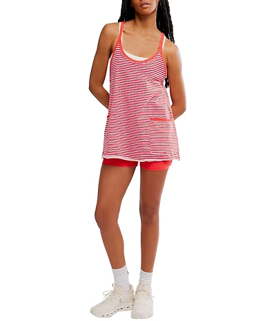 FP Movement Hot Shot Stripe Printed Scoop Neck Sleeveless Mini Dress