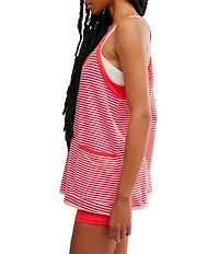 FP Movement Hot Shot Stripe Printed Scoop Neck Sleeveless Mini Dress