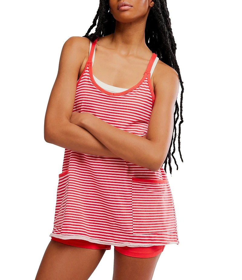 FP Movement Hot Shot Stripe Printed Scoop Neck Sleeveless Mini Dress