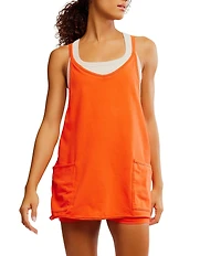 FP Movement Hot Shot V-Neck Sleeveless Patch Pocket Mini Dress