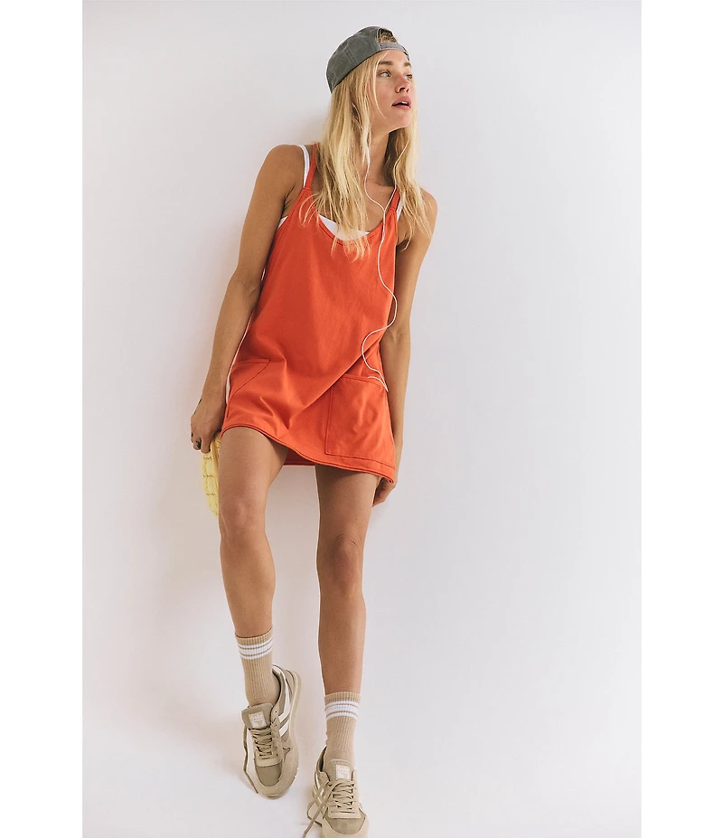 FP Movement Hot Shot V-Neck Sleeveless Patch Pocket Mini Dress