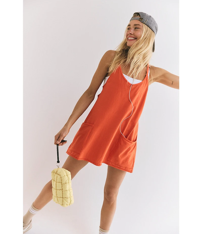 FP Movement Hot Shot V-Neck Sleeveless Patch Pocket Mini Dress