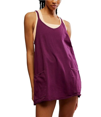 FP Movement Hot Shot V-Neck Sleeveless Patch Pocket Mini Dress