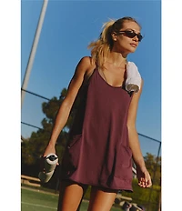 FP Movement Hot Shot V-Neck Sleeveless Patch Pocket Mini Dress