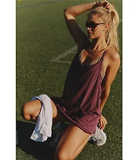 FP Movement Hot Shot V-Neck Sleeveless Patch Pocket Mini Dress