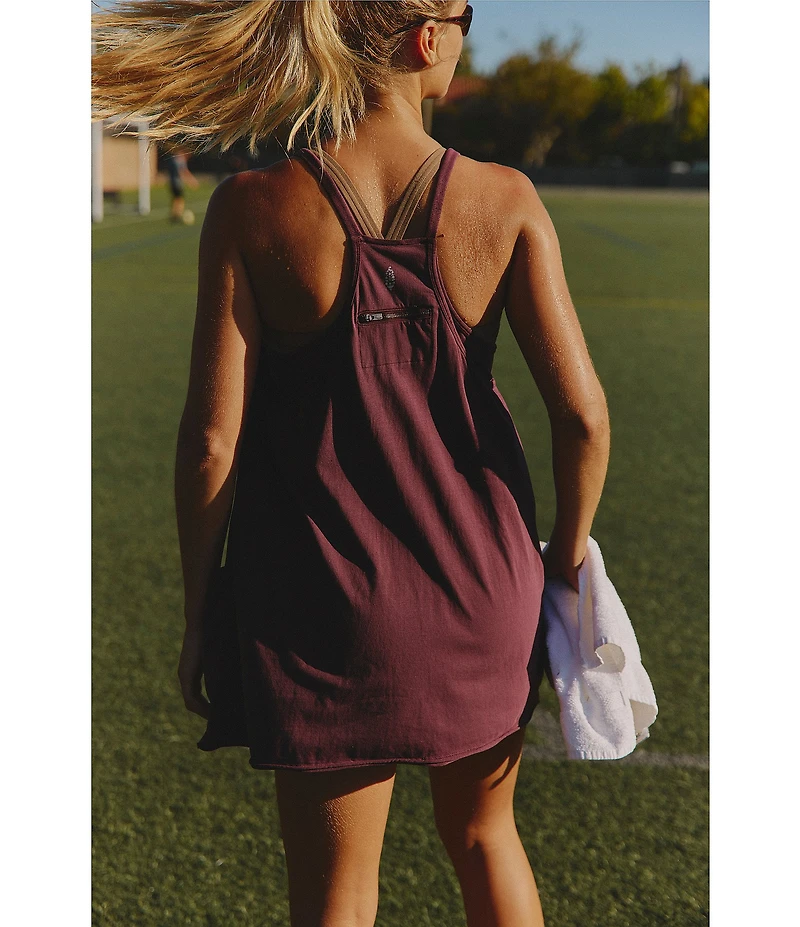 FP Movement Hot Shot V-Neck Sleeveless Patch Pocket Mini Dress