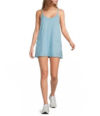 FP Movement Hot Shot V-Neck Sleeveless Racerback Patch Pocket Mini Dress