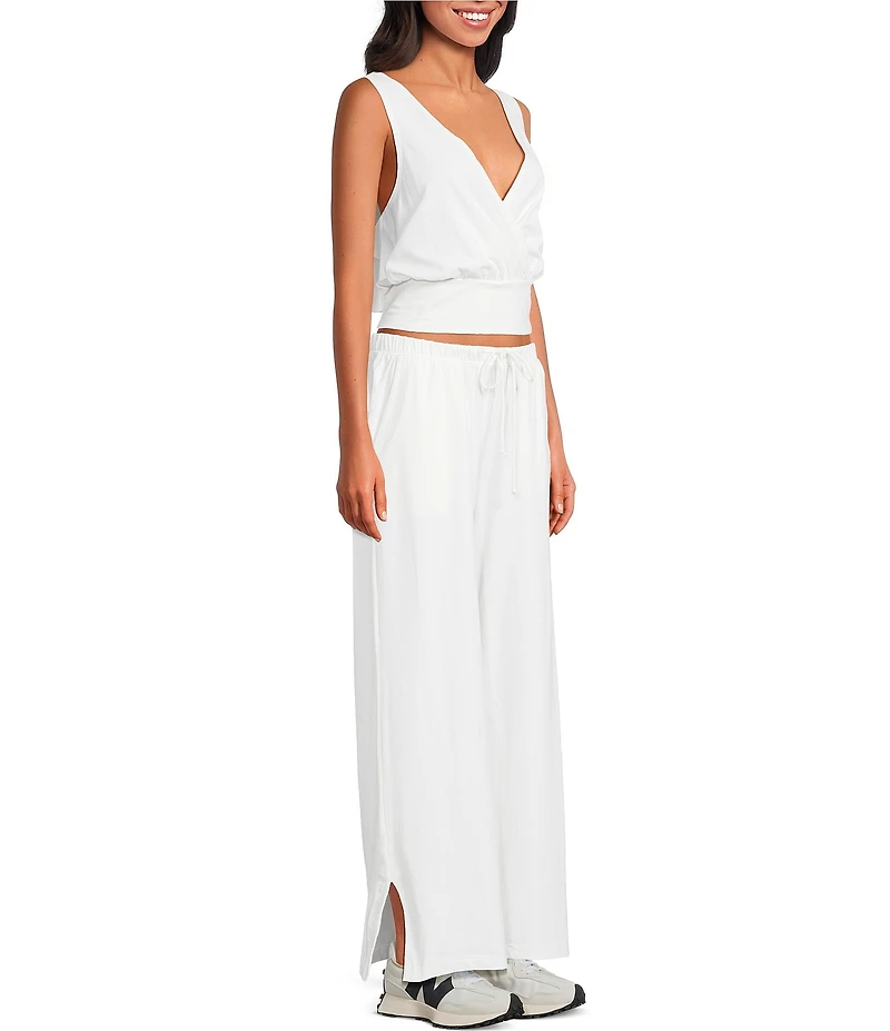 FP Movement Hot Shot V-Neck Sleeveless Tank Top and Low-Slung Wide Leg Pant Two-Piece Set