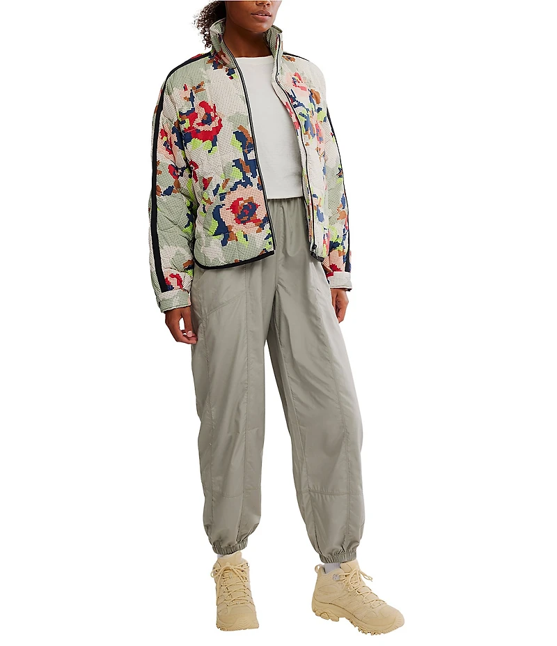 FP Movement Pippa Packable Floral Printed Collared Long Sleeve Quilted Puffer Jacket