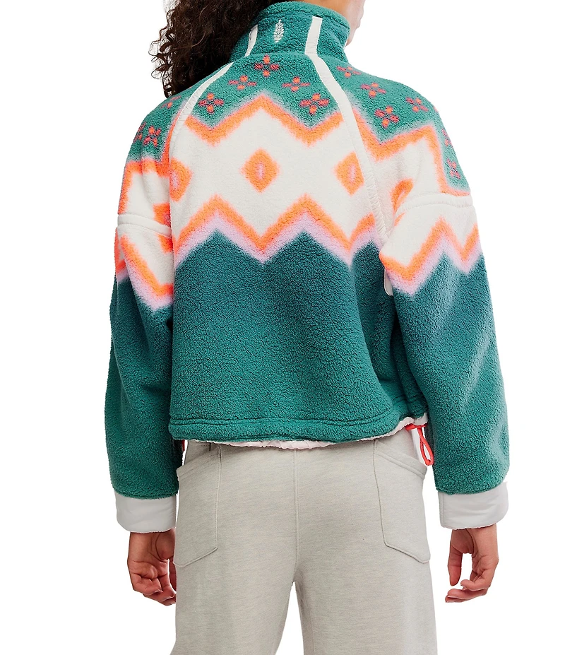 FP Movement Printed Mountain High 1/2 Zip High Neck Long Sleeve Fleece Pullover