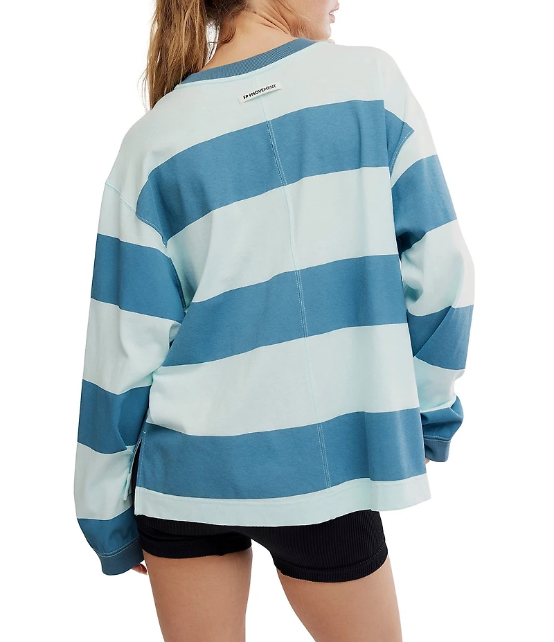 FP Movement Rugby Stripe Hustle Layer Scoop Neck Long Sleeve Top