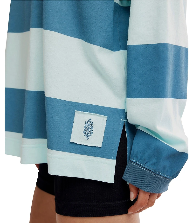 FP Movement Rugby Stripe Hustle Layer Scoop Neck Long Sleeve Top