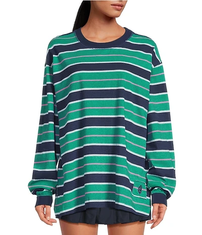 FP Movement Strip Printed Hustle Layer Scoop Neck Long Sleeve Top