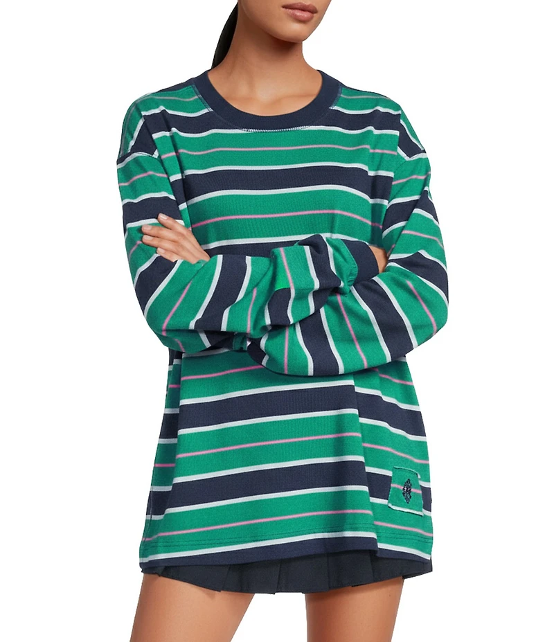 FP Movement Strip Printed Hustle Layer Scoop Neck Long Sleeve Top