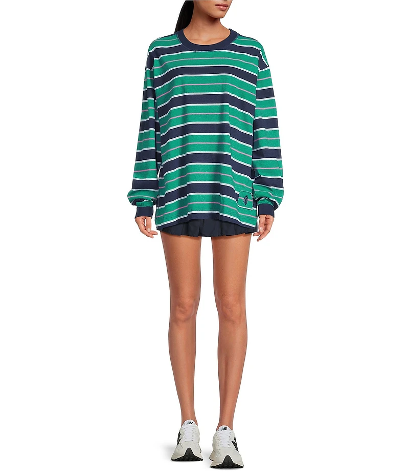 FP Movement Strip Printed Hustle Layer Scoop Neck Long Sleeve Top