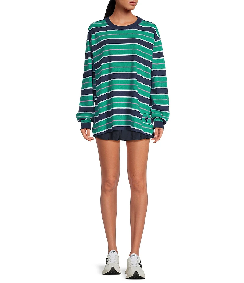 FP Movement Strip Printed Hustle Layer Scoop Neck Long Sleeve Top