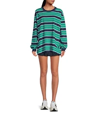 FP Movement Strip Printed Hustle Layer Scoop Neck Long Sleeve Top