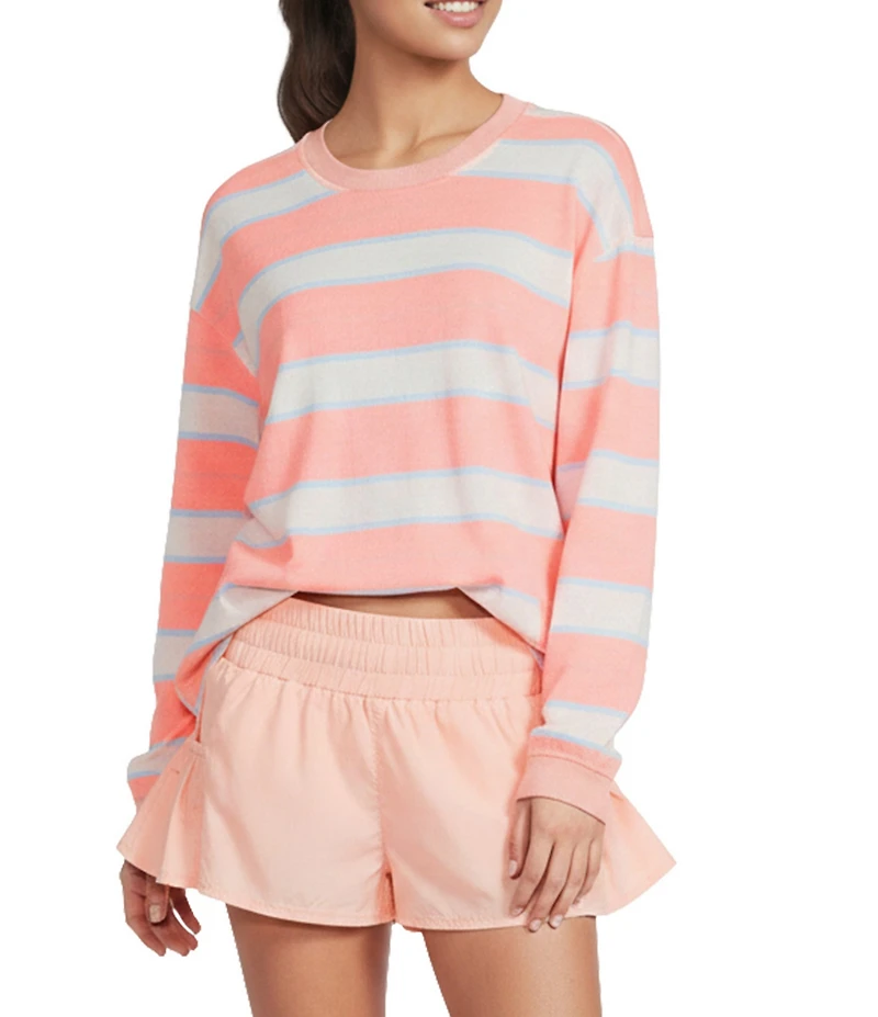 FP Movement Strip Printed Hustle Layer Scoop Neck Long Sleeve Top