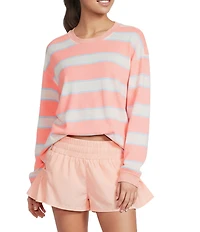 FP Movement Strip Printed Hustle Layer Scoop Neck Long Sleeve Top