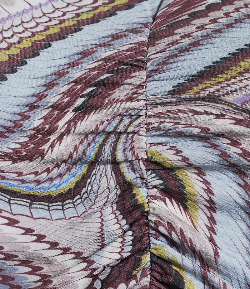 FP Movement Tempo Ruched Abstract Printed Scoop Neck Long Sleeve Top