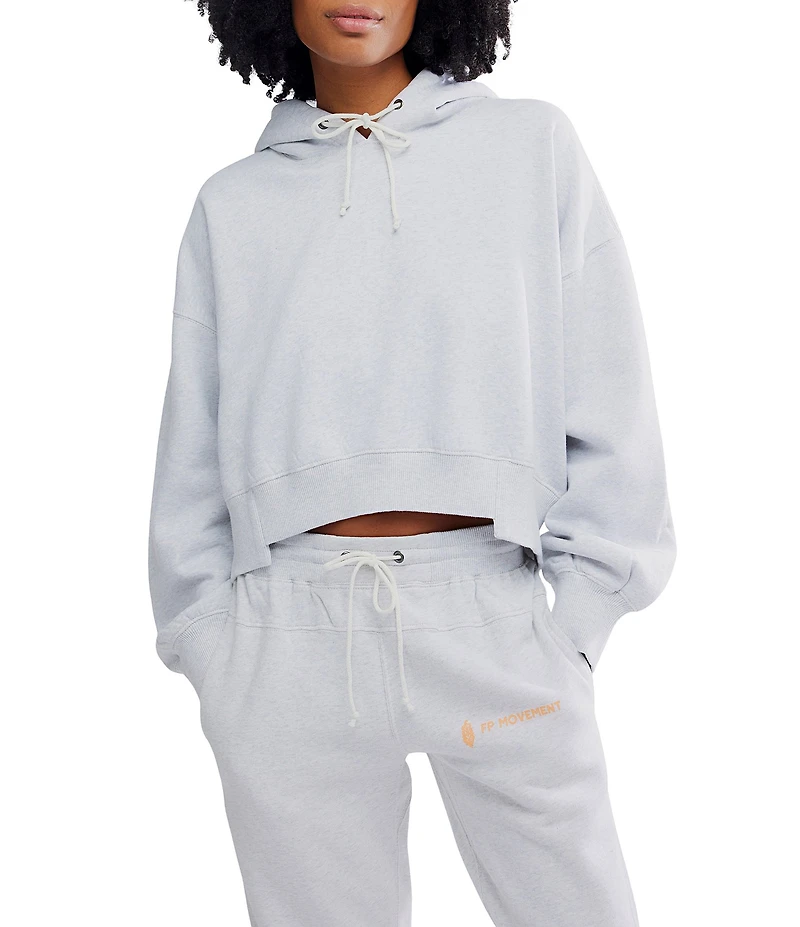 FP Movement Undefeated Hooded Long Sleeve Cropped Sweatshirt & High Rise Sweat Pants Set