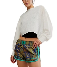 FP Movement Varsity Blues Floral Print Mid Rise Shorts