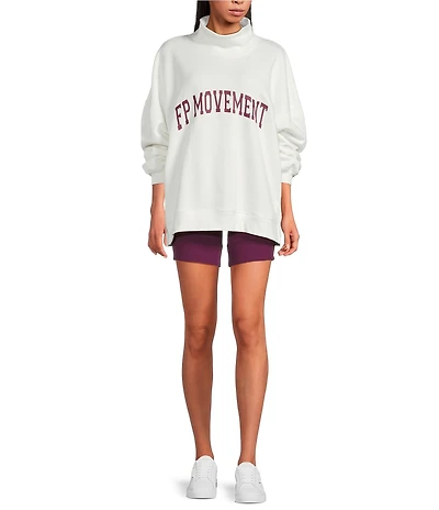 FP Movement Victory Funnel Neck Long Sleeve Oversized Sweatshirt and Biker Short Set