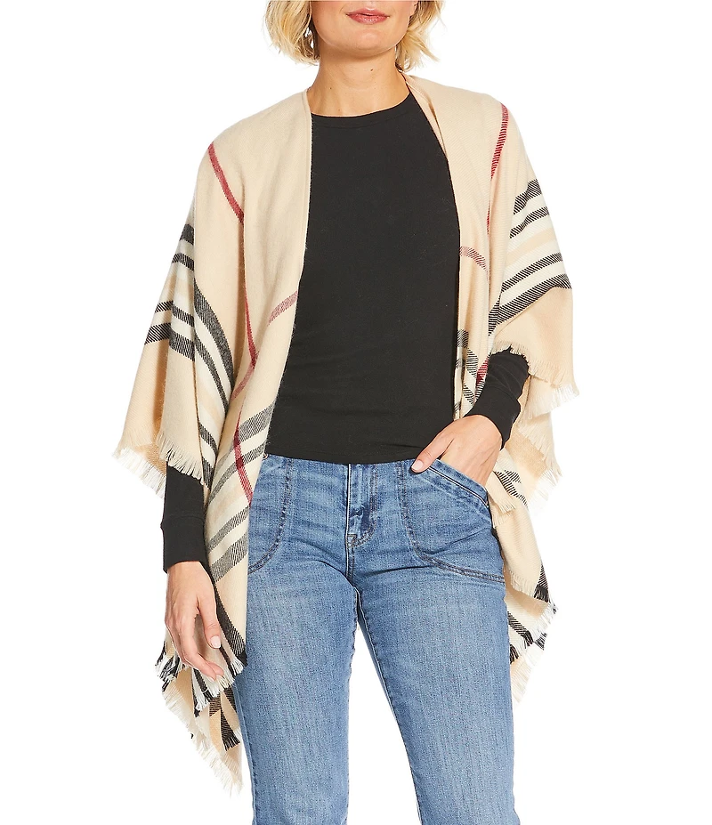 Fraas Exploded Plaid Poncho