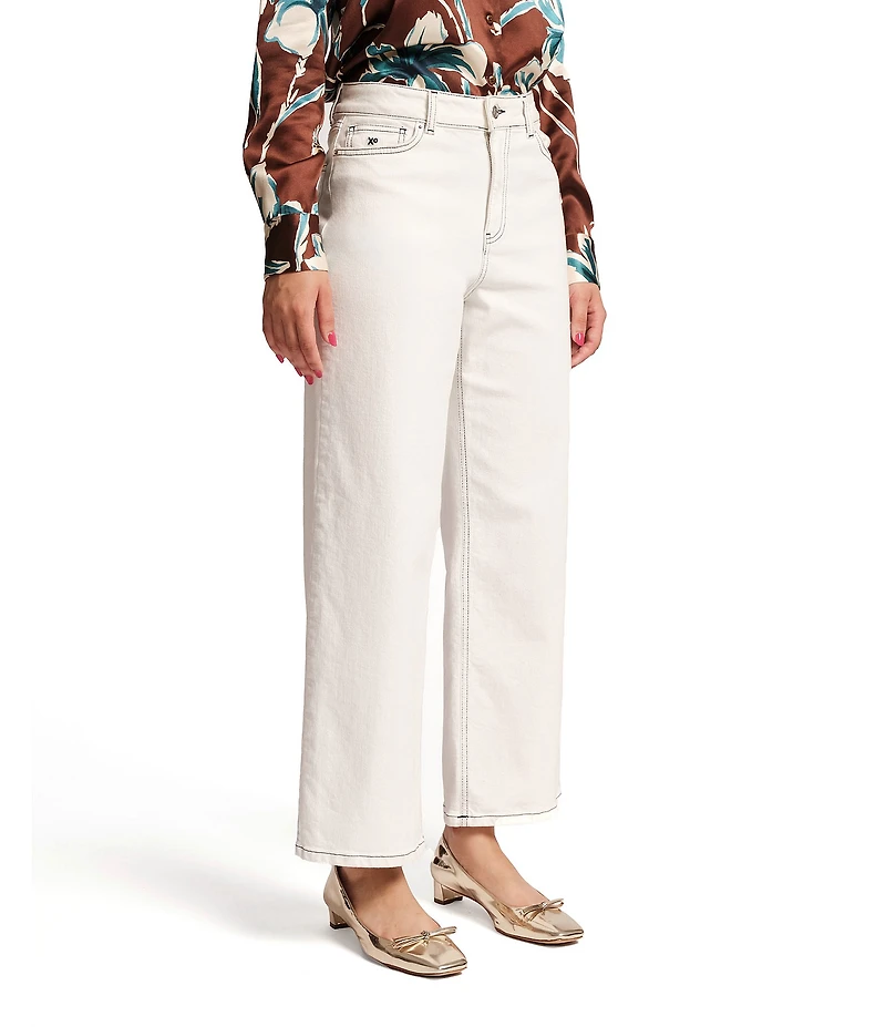 FRANCES VALENTINE Ace Stretch Denim Straight Wide Leg Jeans