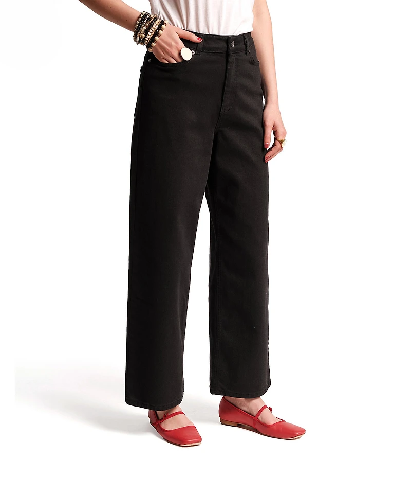 FRANCES VALENTINE Ace Stretch Denim Straight Wide Leg Jeans
