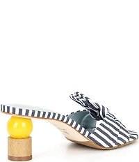 FRANCES VALENTINE Amanda Striped Bow Kickball Heel Slide Sandals