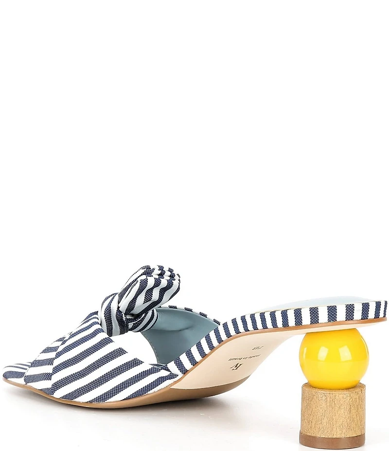 FRANCES VALENTINE Amanda Striped Bow Kickball Heel Slide Sandals